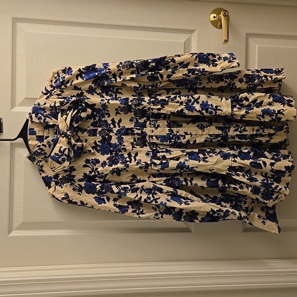 Sezane Soledad Floral Long Sleeve Dress - Blue and Cream - Picture 7 of 15